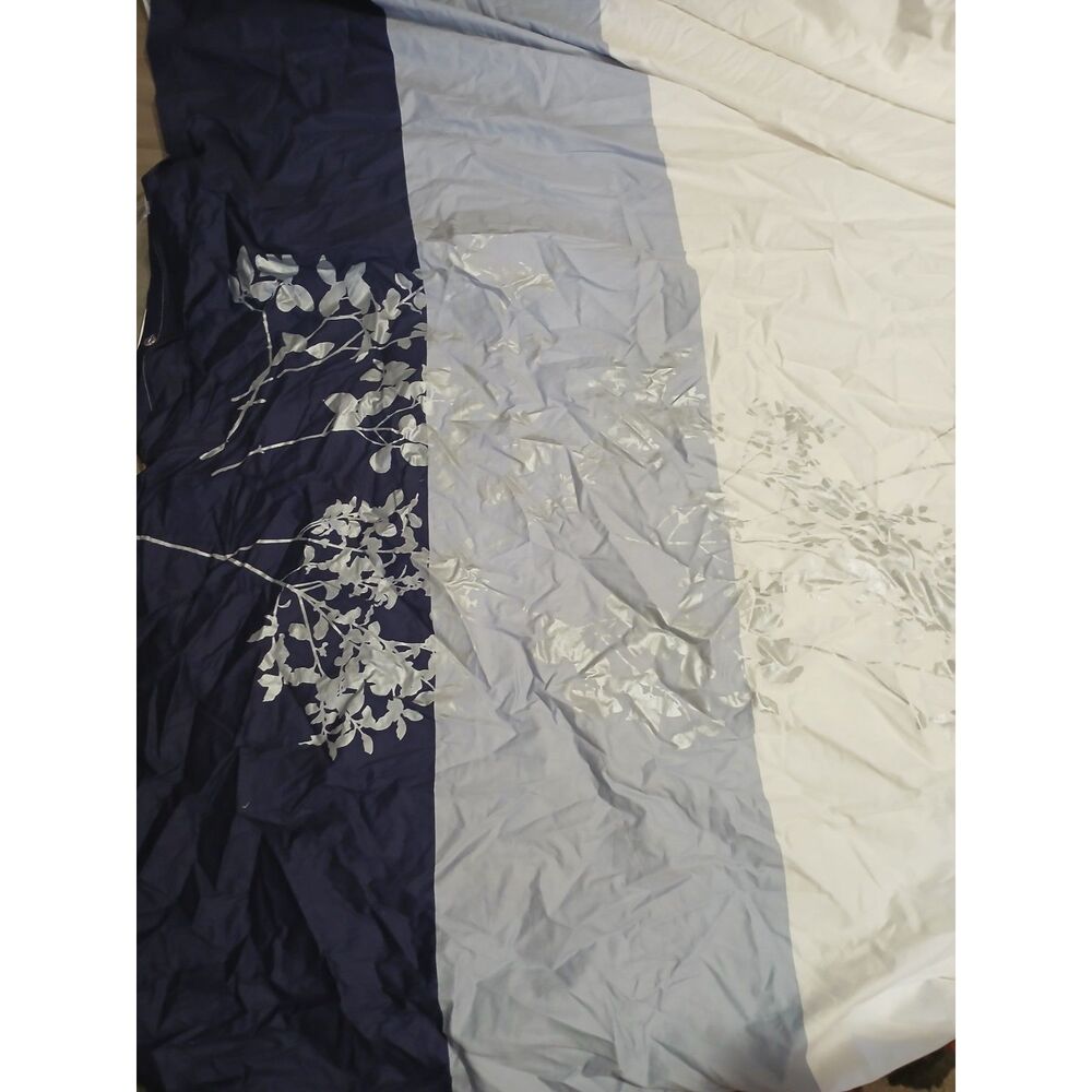 Superior King Duvet Cover Sydney Collection Blue Navy & White 100% Cotton New